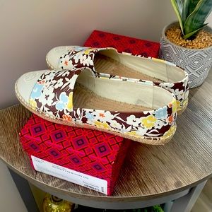 Tory Burch printed Napa leather espadrille. Condition-Excellent very gently used